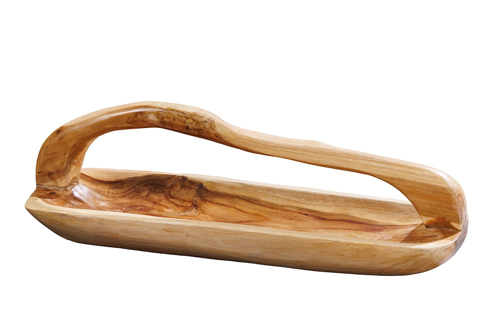 Massive Holzschale BALI 60cm Teakholz mit Griff natürliche Maserung