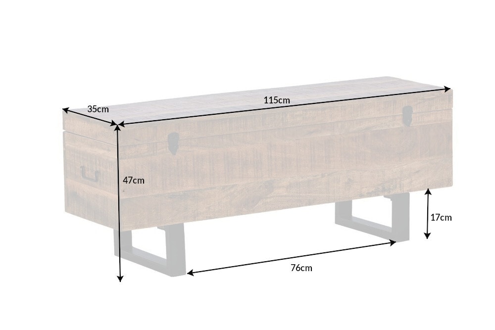 Industrial Truhenbank FACTORY LOFT 115cm Mangoholz natur Sitzbank