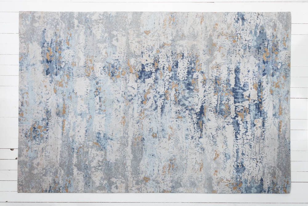 Design Teppich ABSTRAKT XXL 350x240m grau blau Baumwolle