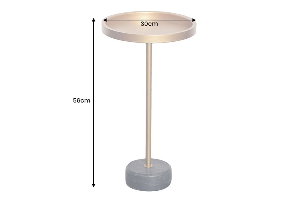 Runder Beistelltisch TRAYFUL 60cm gold Eisen schwarzer Marmorfuß handmade