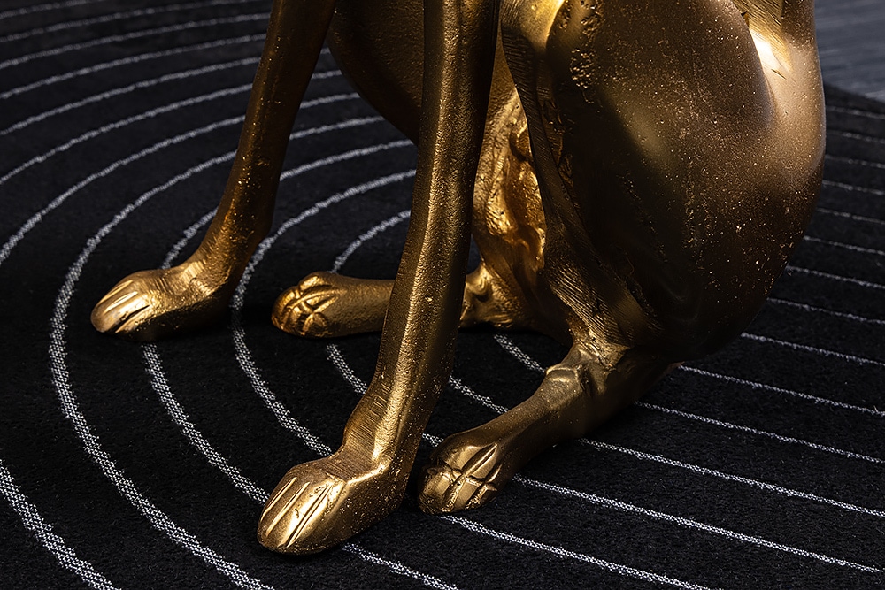 Design Skulptur GREYHOUND 70cm gold Metall Aluminium Windhund Figur