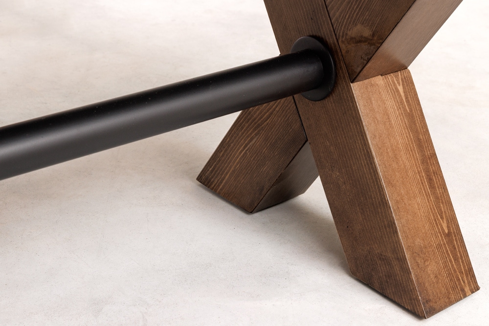 Industrial Bank GOLIATH 180cm natur Pinienholz X-Gestell schwarz Metall