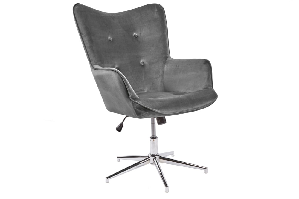 Design Sessel MR. LOUNGER grau chrom Samt höhenverstellbar drehbar Retro
