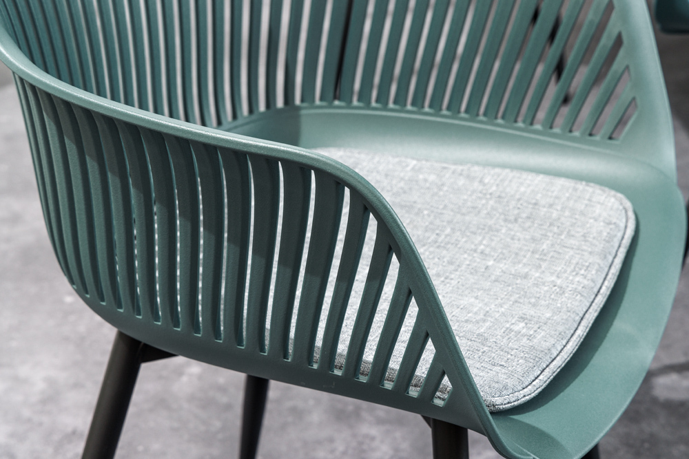 Moderner Stuhl SIGNUM salbei schwarz Kunststoff Gartenstuhl Indoor Outdoor mit Armlehnen