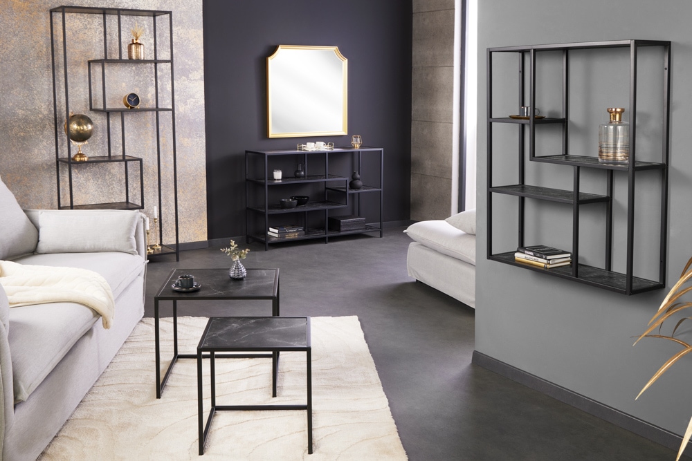 Modernes Bücherregal SLIM LINE 115cm graphit Metallgestell mit fünf Regalböden