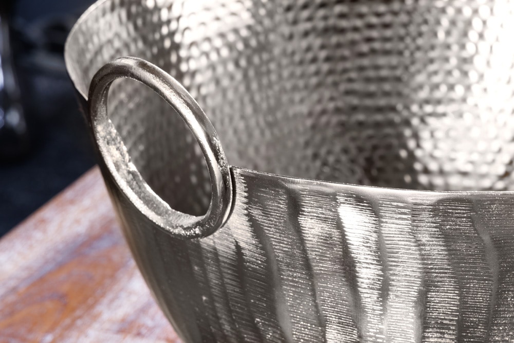 Handgearbeitete Deko Schale ORIENT 40cm silber Metall Hammerschlag Design