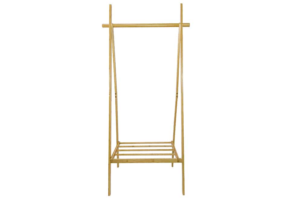 Massivholz Garderobe ZEN-BO 160cm natur Bambus Kleiderstange mit Ablage