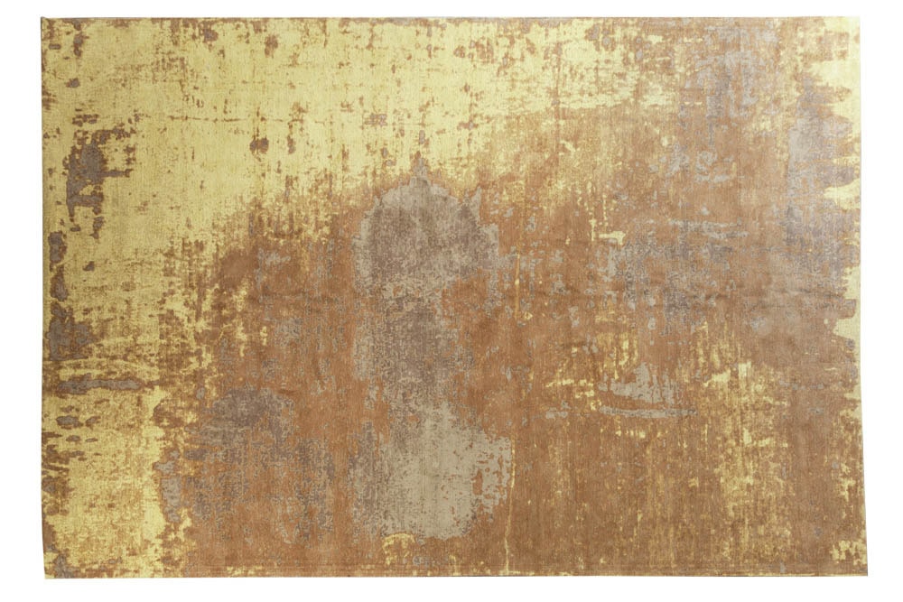 Vintage Baumwoll-Teppich MODERN ART XXL 350x240cm rostbraun verwaschen Used Look