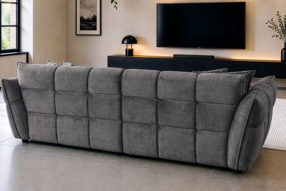 XXL Sofa CLOUD 260cm grau Vogue Samtstoff Bigsofa Federkern inkl. Kissen