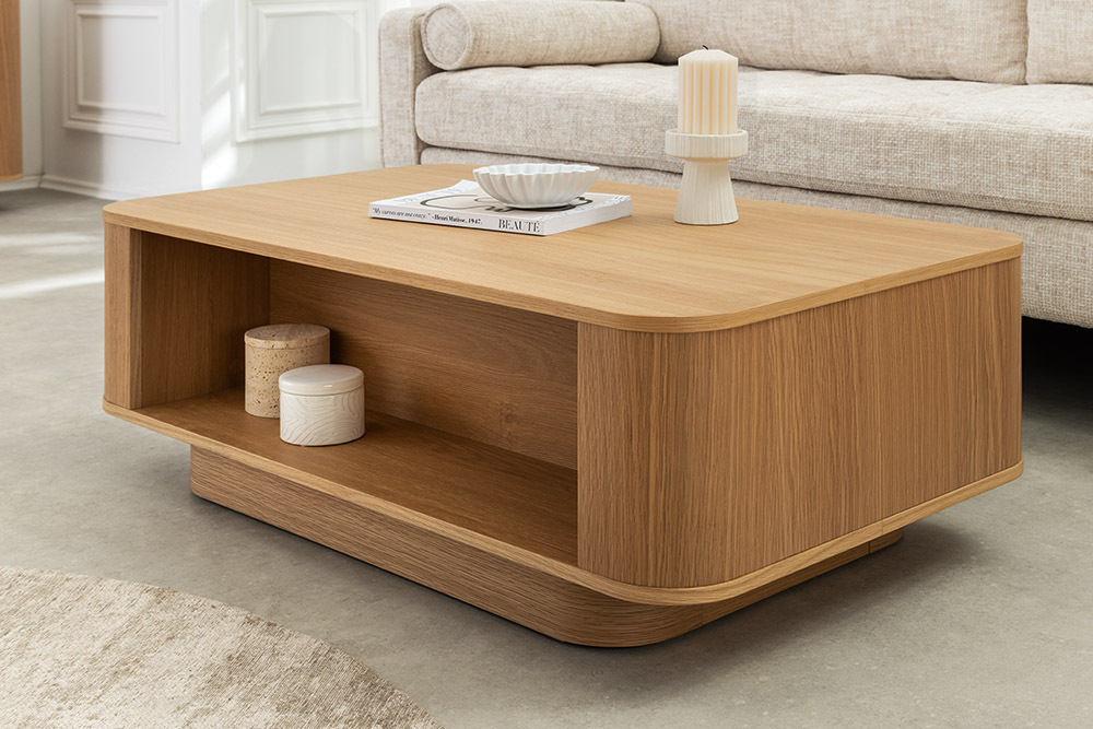 Nordischer Couchtisch VALHALLA WOOD 100cm natur Eichenholz mit Schublade