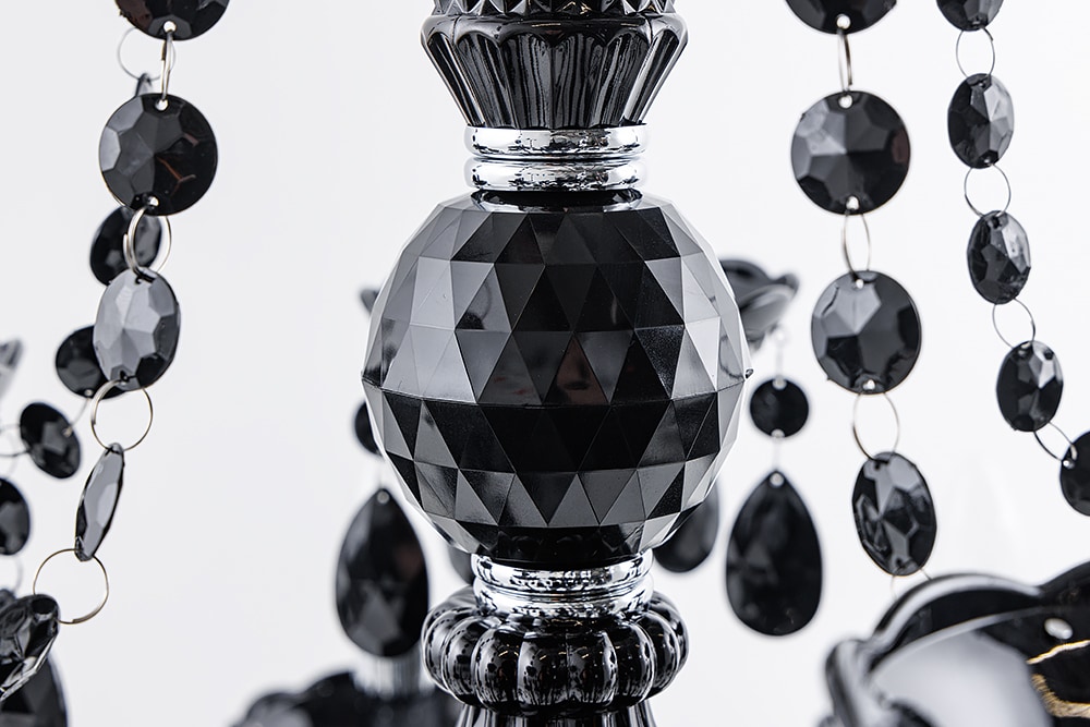Design Kronleuchter BLACK CRYSTAL XL 80cm schwarz Acryl 15-armig Lüster