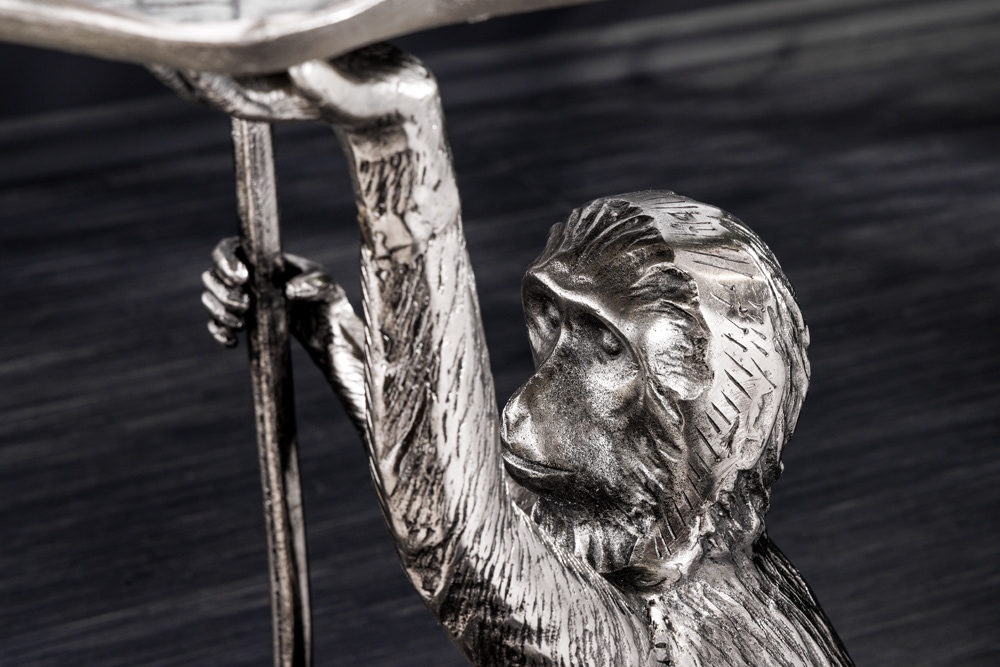Design Beistelltisch WILDLIFE MONKEY 60cm silber Metall handmade