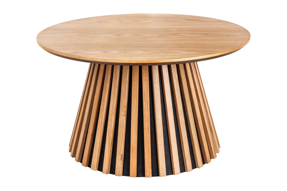 Runder Couchtisch VALHALLA WOOD 70cm natur Eichenholz Säulenfuß