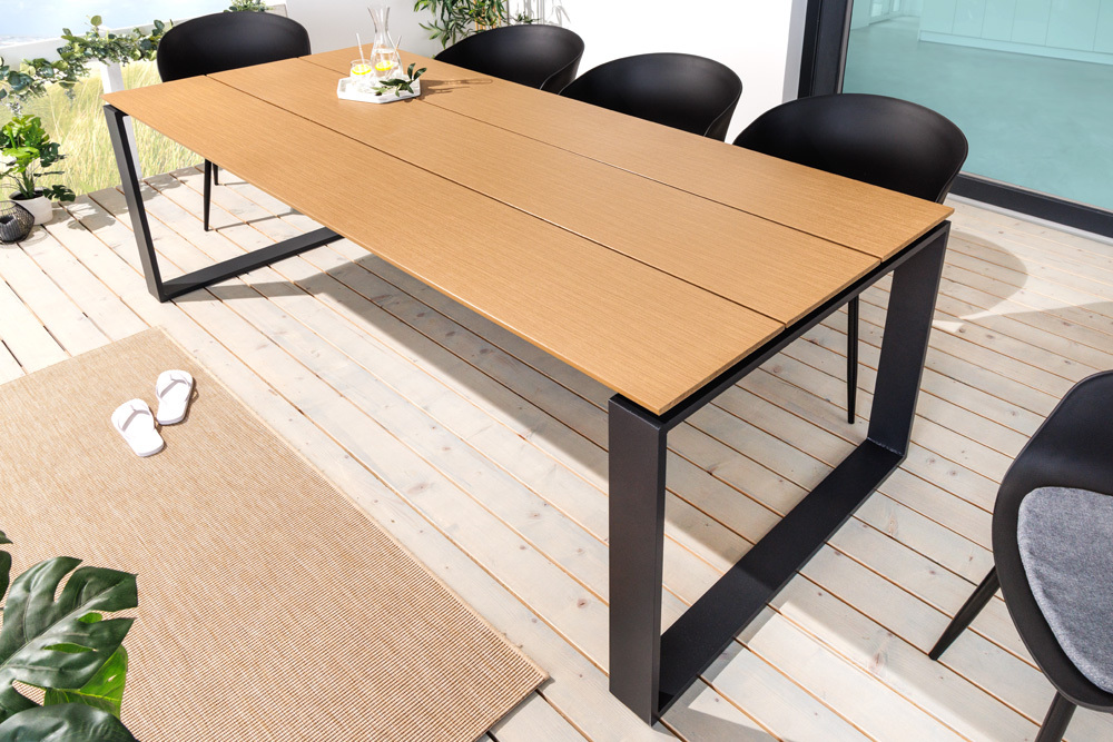 Moderner Gartentisch FLOATING 210cm natur schwarz Aluminium wetterfest Outdoor Esstisch