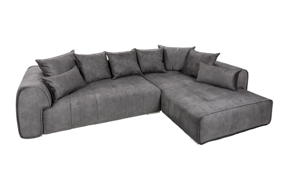 Modernes XXL Ecksofa CLAN 320cm anthrazit Samt Bigsofa inkl. Kissen