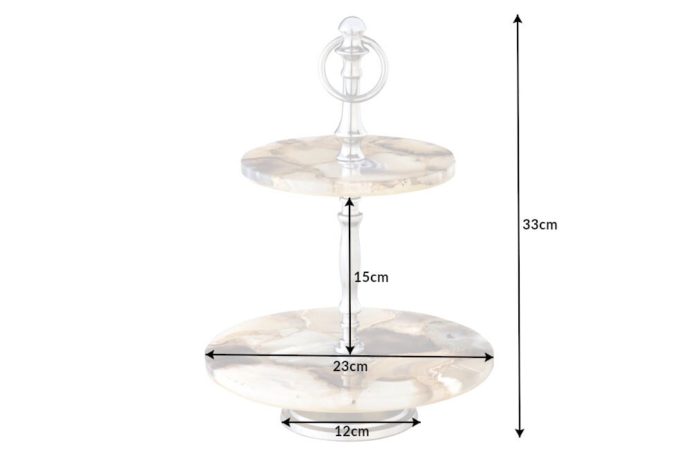 Deko Etagere NOBLE 35cm silber Edelstein handmade Achat Quarz Aluminium