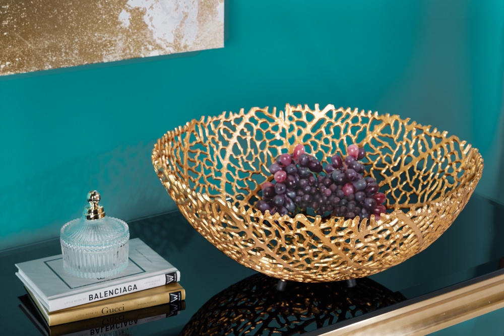 Filigrane Design Schale ABSTRACT LEAF 45cm gold Handarbeit » Jetzt kaufen