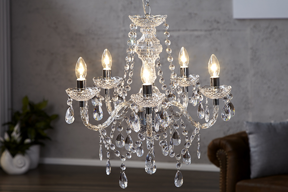 Eleganter Kronleuchter CRYSTAL 55cm klar Acryl 5-armig Lüster