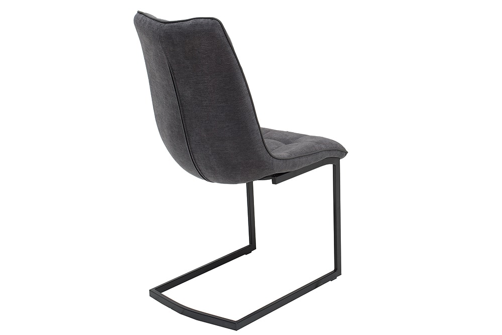 Design Freischwinger Stuhl MIAMI dunkelgrau Metallgestell matt schwarz