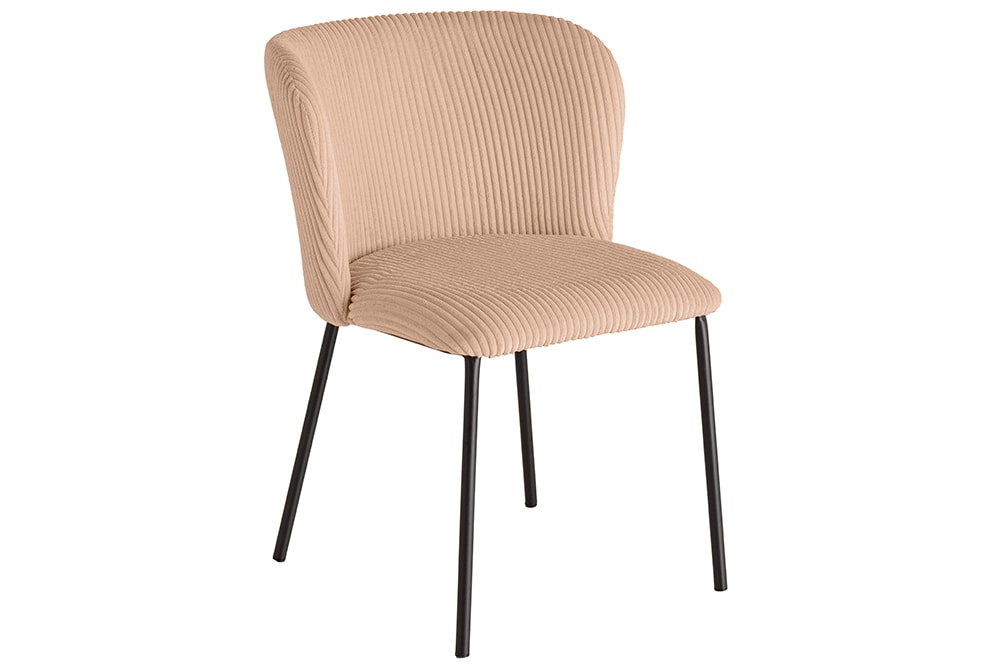 Design Stuhl LYON rosa Cord schwarze Metallbeine
