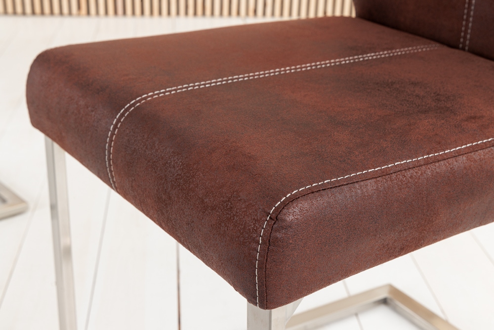 Freischwinger Stuhl SAMSON dark coffee Edelstahlrahmen mit Komfortgriff