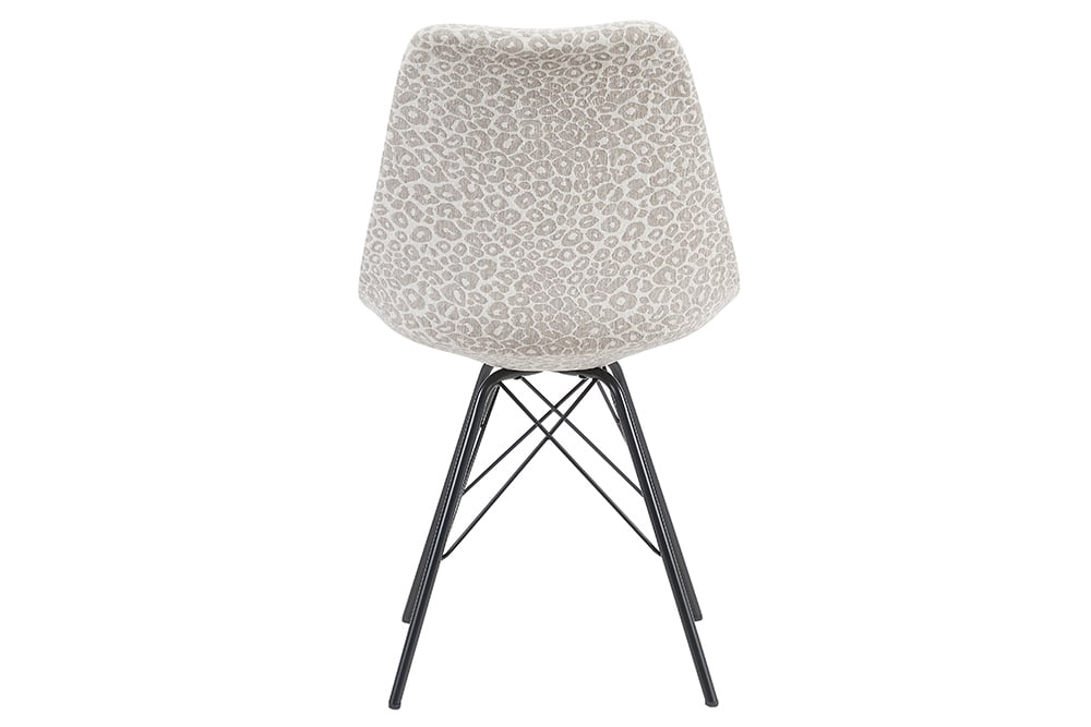 Design Stuhl SCANDINAVIA MEISTERSTÜCK beige grau Chenille schwarz Metallgestell