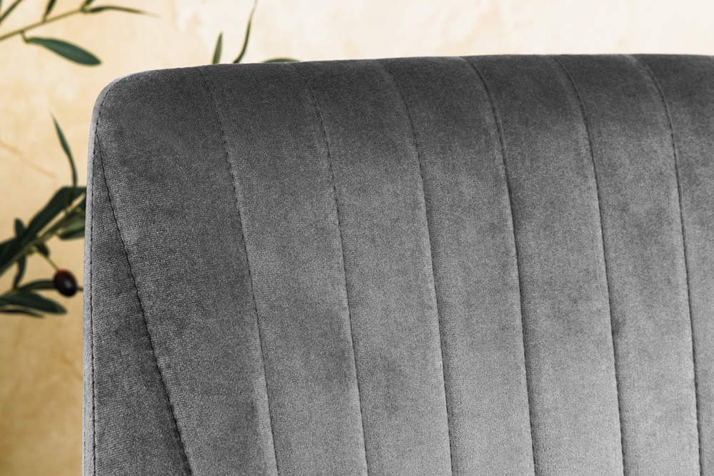 Drehbarer Sessel LOUNGER grau gold Samt Modern Design