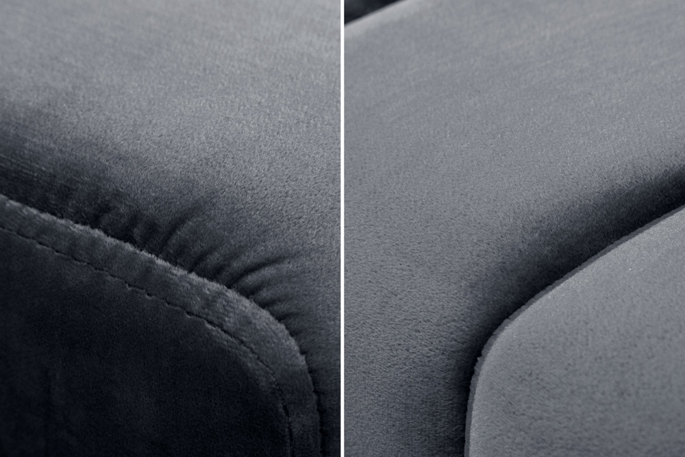 Moderne Sitzbank PETIT BEAUTÉ 110cm silbergrau Samt schwarzes Gestell