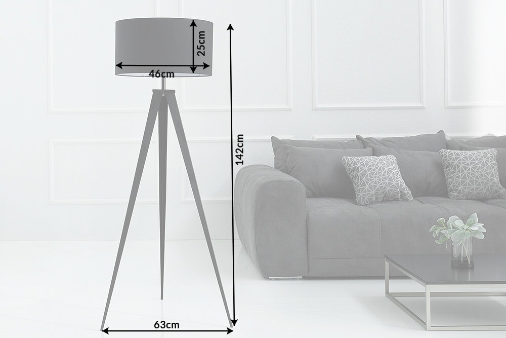 Elegante Stehlampe TRIPOD 145cm schwarz Retro Stehleuchte