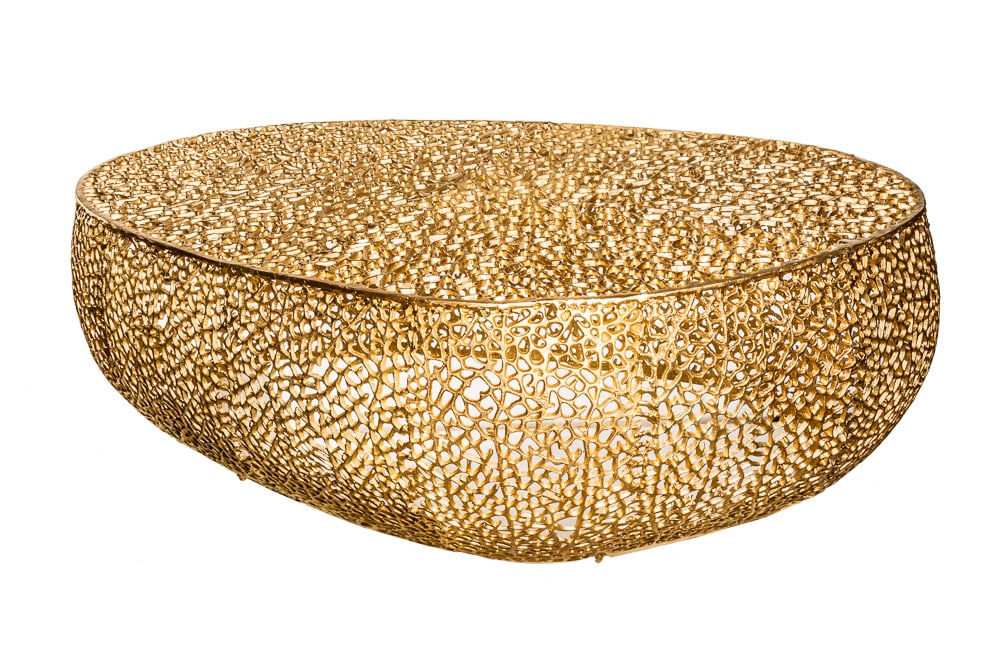 Filigraner Design Couchtisch ABSTRACT LEAF 130cm gold Handarbeit