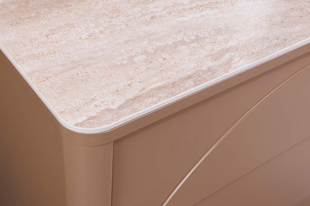 Design Sideboard SAVOY 150cm grau beige greige Keramik Travertin mit sechs Schubladen