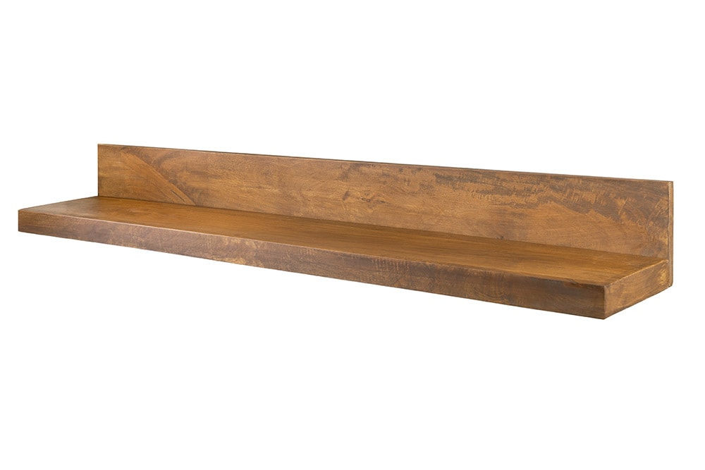 Massives Wandregal MAKASSAR 110cm braun Mangoholz honey finish handmade