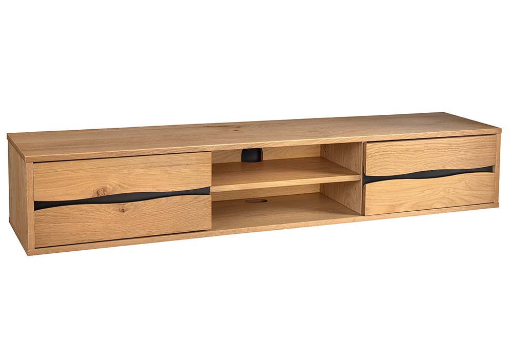 Hängendes TV-Lowboard LIVING EDGE 160cm natur schwarz Wildeiche geölt Baumkante