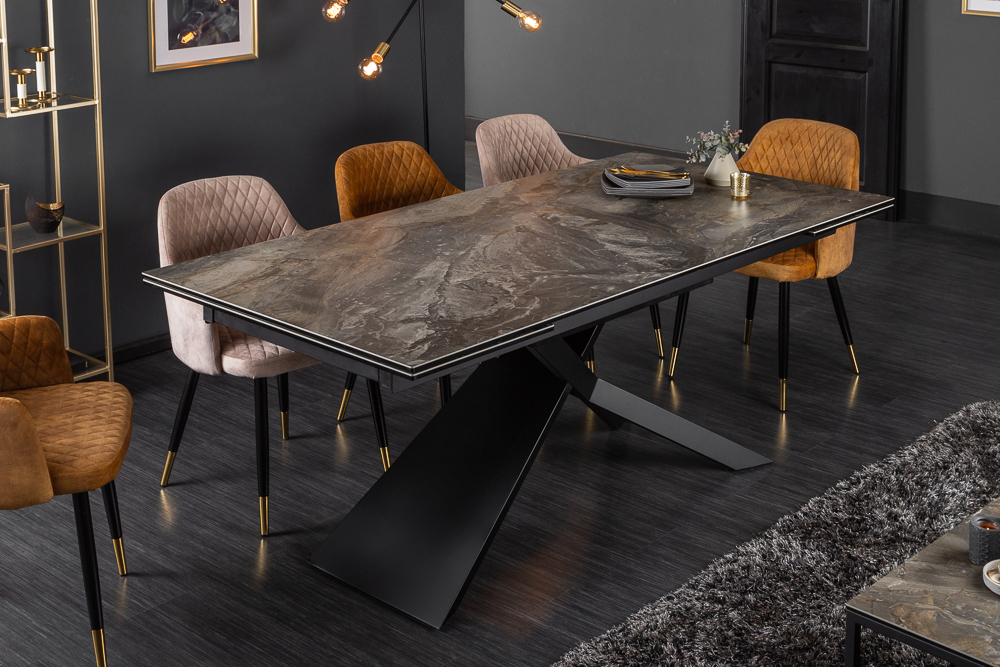 Ausziehbarer Esstisch EUPHORIA 180-220-260cm taupe anthrazit Keramik made in Italy