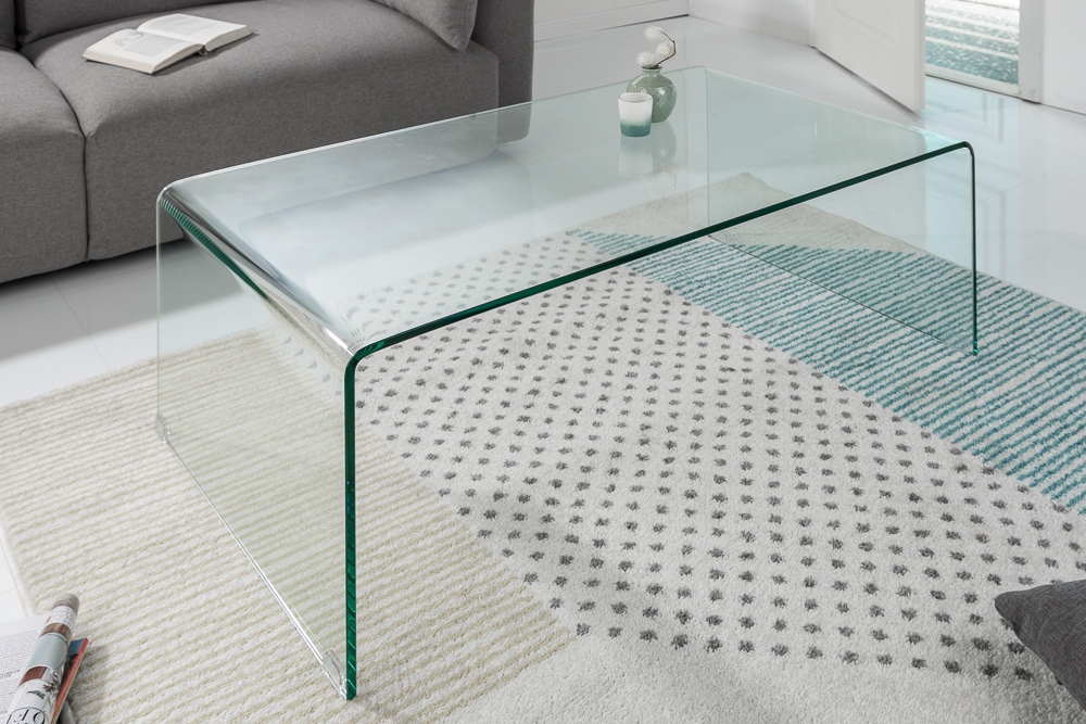 Extravaganter Glas Couchtisch FANTOME 110cm transparent