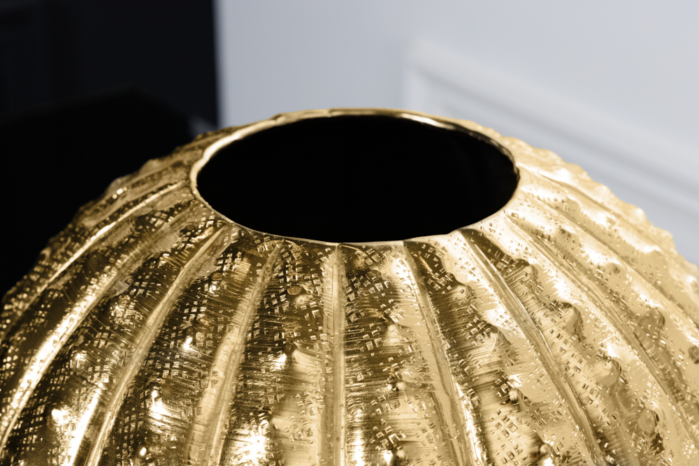 Design Deko Vase ABSTRACT 30cm gold Handarbeit Hammerschlag