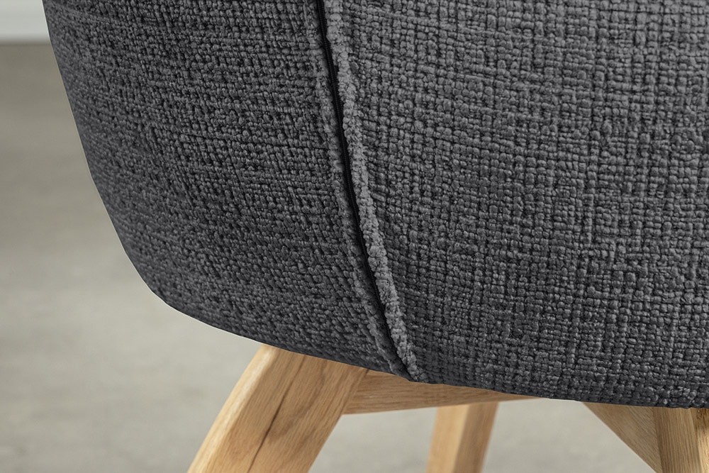 Drehbarer Stuhl ASGARD grau Chenille Cremona mit Taschenfederkern und Armlehne