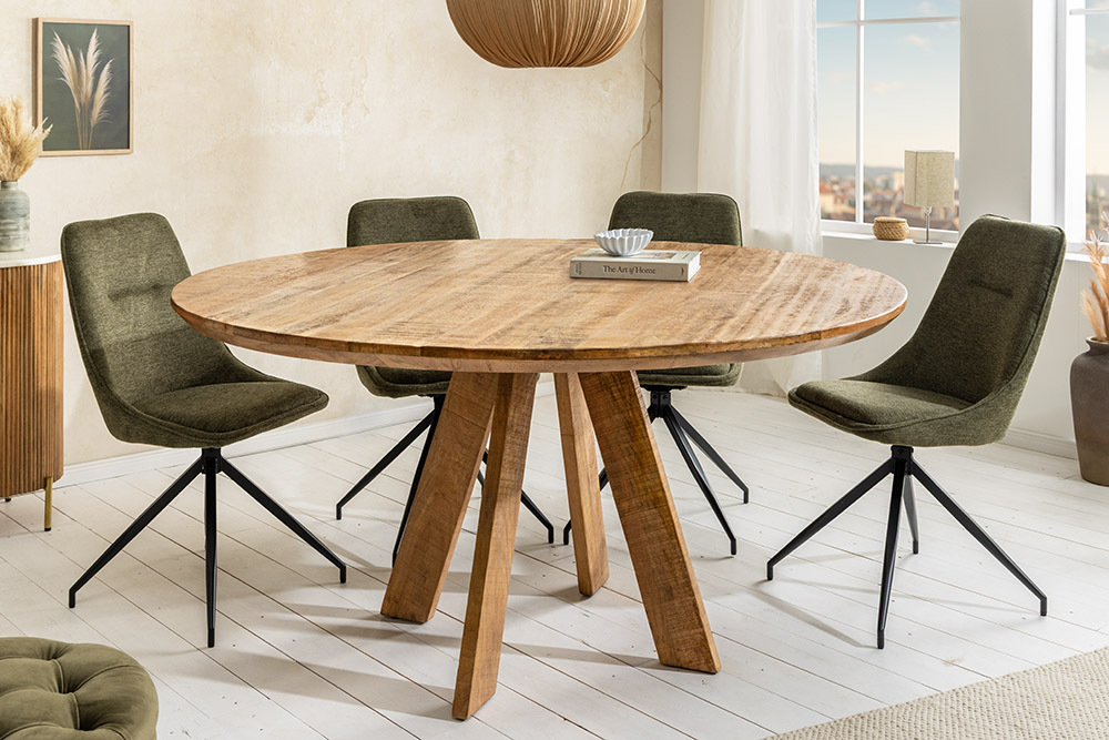 Runder Esstisch ART WOOD 120cm braun massiv Mangoholz