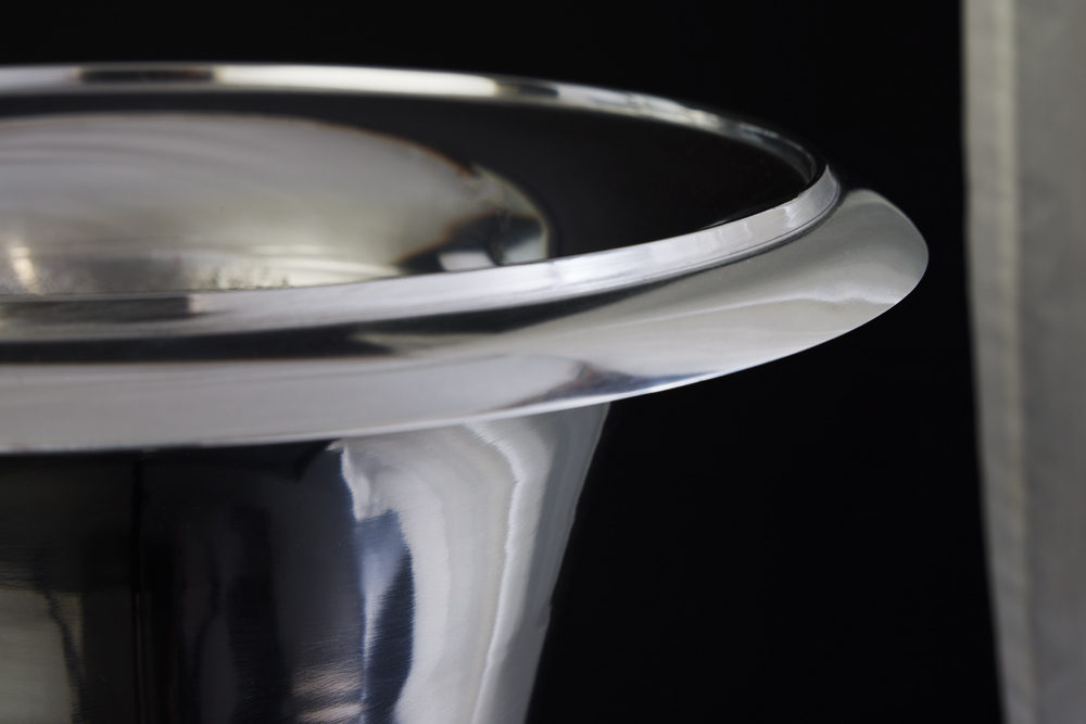 Design Vase GOAL 60cm silber Pflanzen Pokal Aluminium