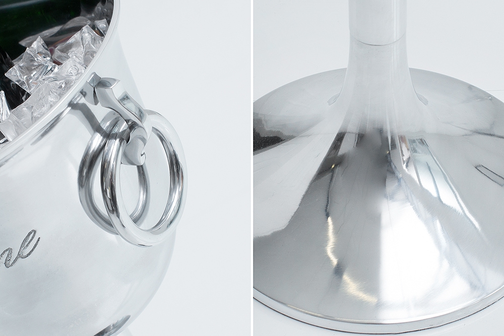 Eleganter Sektkühler CHAMPAGNE 75cm silber poliert Flaschenkühler