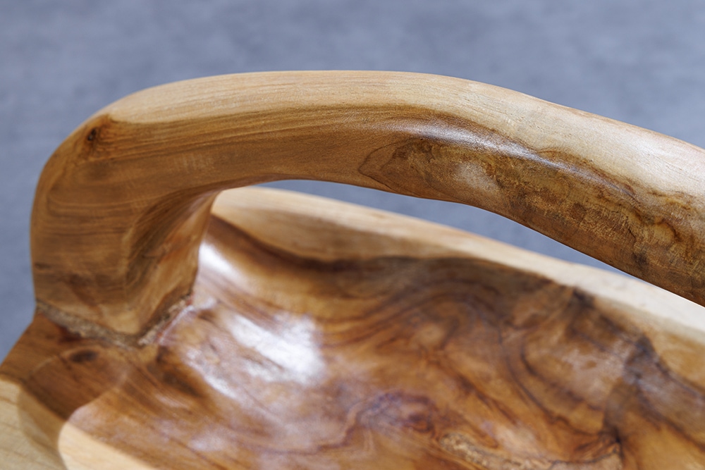 Massive Holzschale BALI 60cm Teakholz mit Griff natürliche Maserung