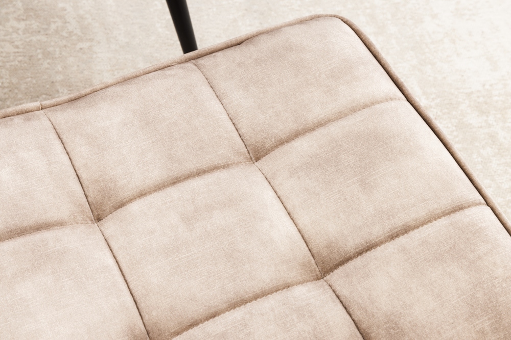Moderner Hocker SCANDINAVIA champagner beige Samt schwarze Metallbeine Fußhocker