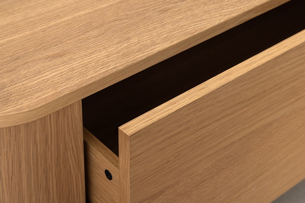 Nordischer Couchtisch VALHALLA WOOD 100cm natur Eichenholz mit Schublade