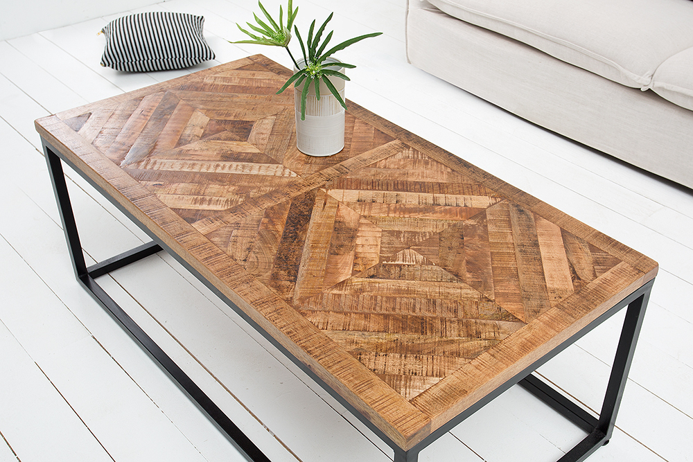 Massiver Couchtisch INFINITY HOME 100cm Mangoholz Industrial Design » Jetzt kaufen