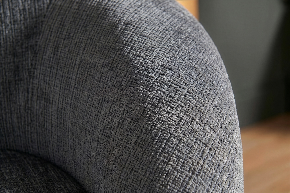 Drehbarer Design Sessel ALPINE grau Chenille Cremona 360° mit Armlehnen