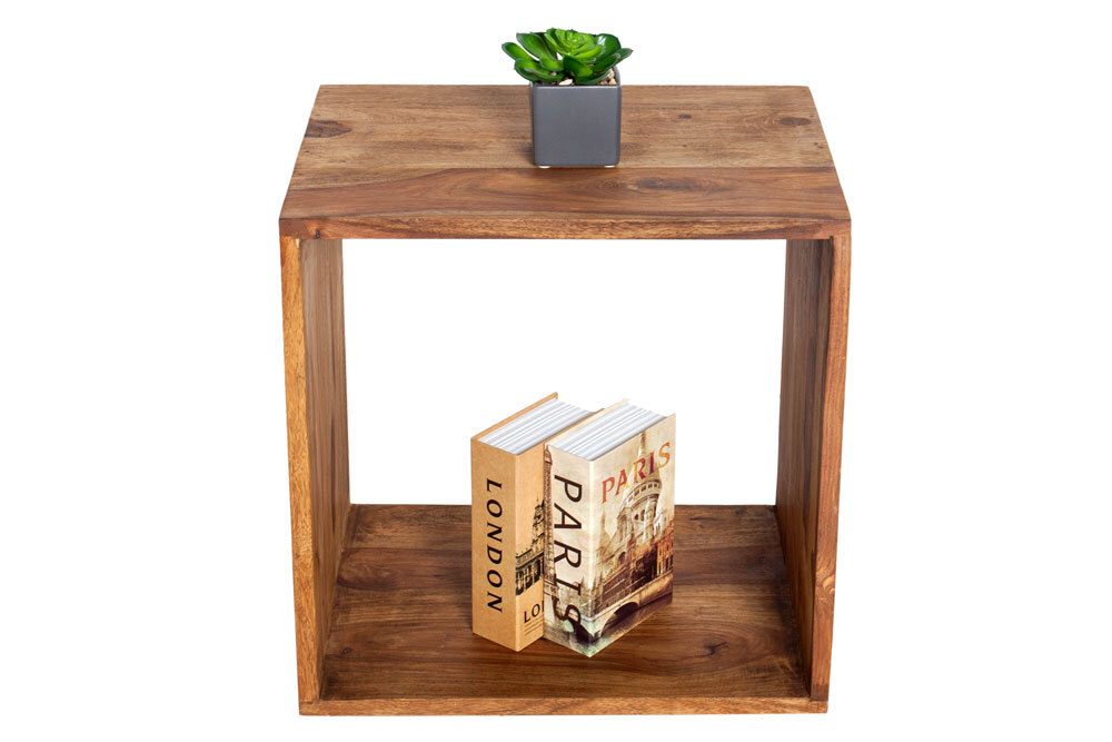 Massivholz Beistelltisch MAKASSAR 45cm braun Sheesham stone finish Regal handmade