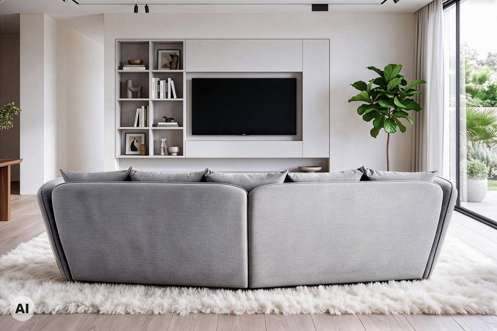 Modernes Big Sofa ROYAL 295cm grau Veloursstoff Federkern XXL-Couch