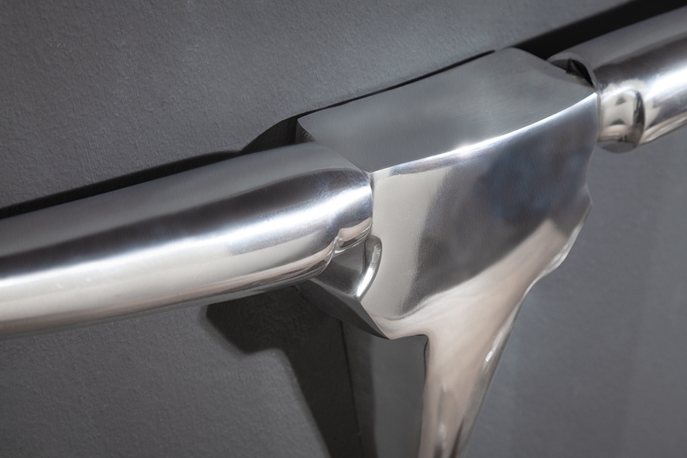 Moderne Design Wanddekoration BULL 75cm silber Aluminium Stierkopf