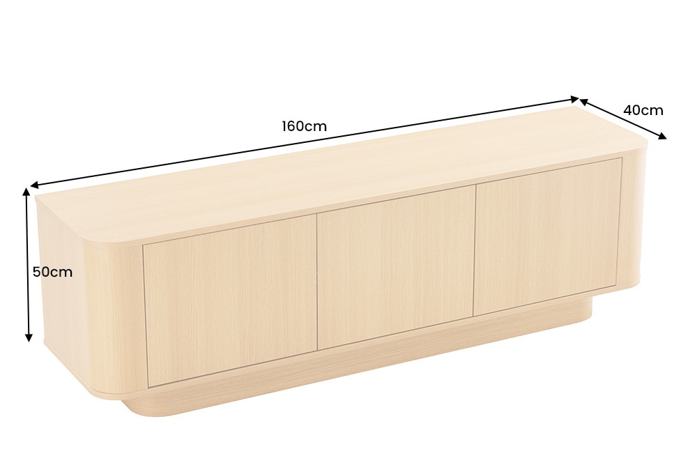 Modernes TV-Board VALHALLA WOOD 160cm natur Eichenholz Lowboard mit Stauraum