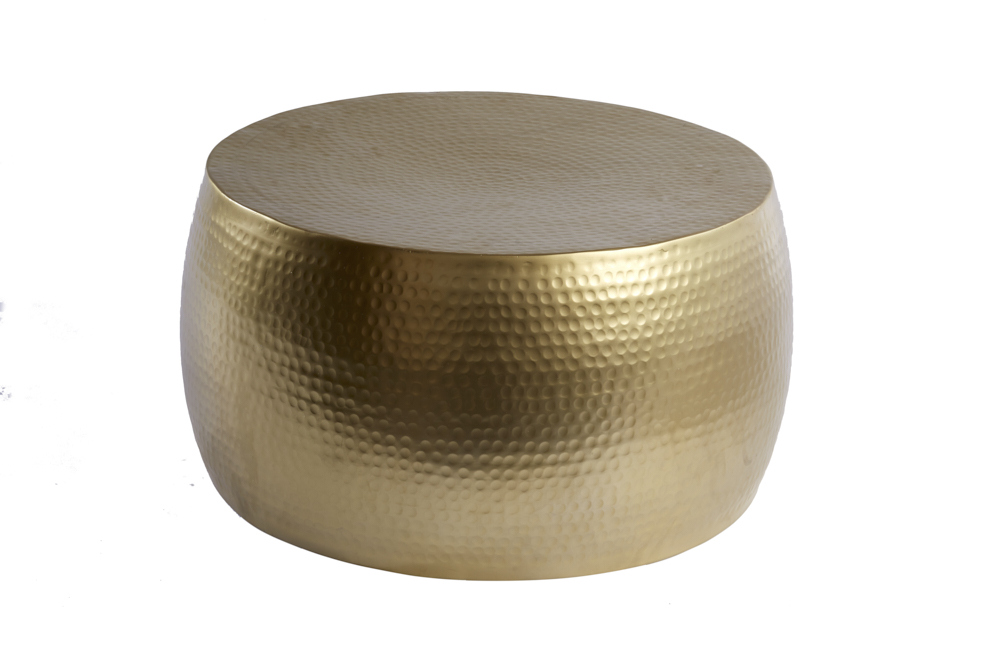 Runder Couchtisch ORIENT III 60cm gold Metall Hammerschlag Design handmade